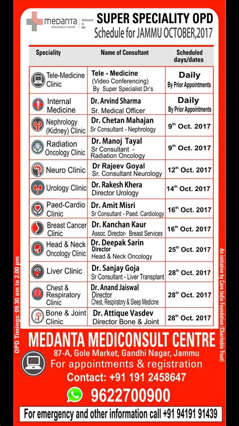 OPD Clinic Schedule .